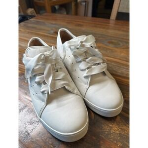 Vionic Keke White Leather Ribbon Lace‎ Up Sneakers TVW5371 Women's Size 11 Shes